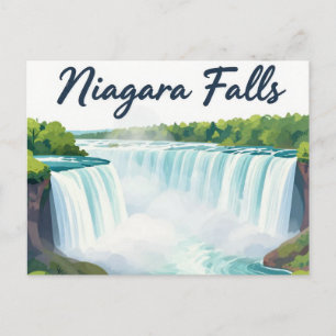 Niagara Falls Painterly Landscape Illustration Holiday Postcard