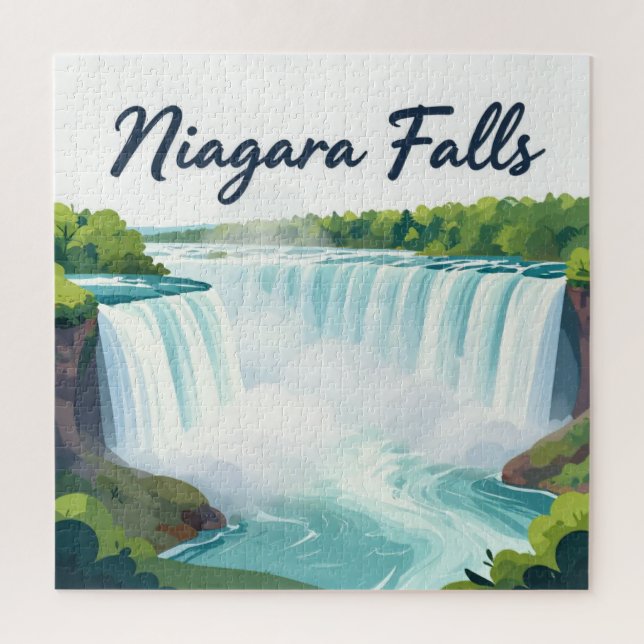 Niagara Falls Painterly Landscape Illustration Jigsaw Puzzle (Vertical)