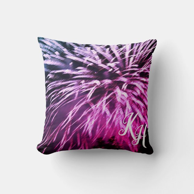 Niagara Falls Purple Fireworks Throw Pillow (Front)