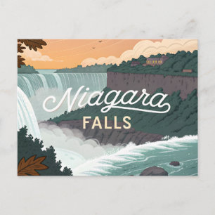 Niagara Falls Retro Vintage Poster Illustration Holiday Postcard