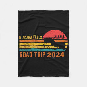Niagara Falls Road Trip 2024 Summer Vacation Retro Fleece Blanket