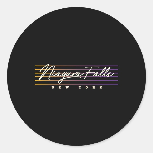 Niagara Falls Style New York Classic Round Sticker (Front)