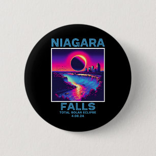 Niagara Falls Total Solar Eclipse 2024 80s New Yor 2 Inch Round Button