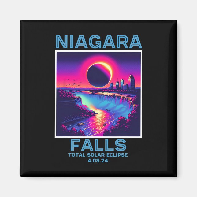 Niagara Falls Total Solar Eclipse 2024 80s New Yor Magnet (Front)
