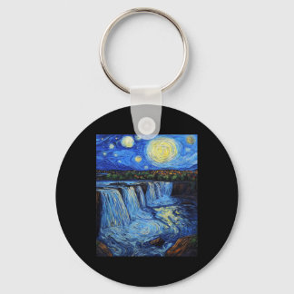 Niagara Falls - Van Gogh Style - Starry Night  Keychain