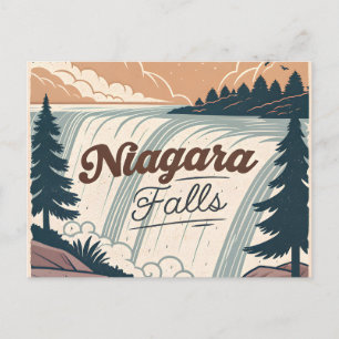 Niagara Falls Vintage Retro Travel Illustration Postcard