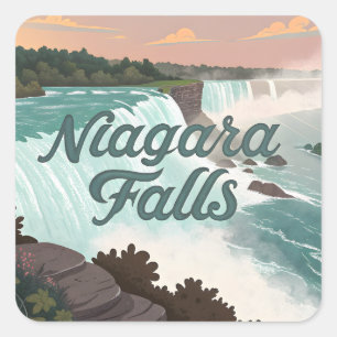 Niagara Falls Vintage Textured Illustration Square Sticker
