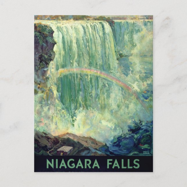 Niagara Falls Vintage Travel Poster Restored Postcard (Front)