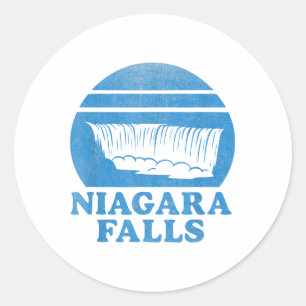 Niagara Falls Waterfall Retro Souvenir Tourist Gif Classic Round Sticker