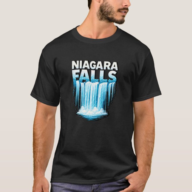 Niagara Falls Waterfall Typography Cascade Graphic T-Shirt (Front)