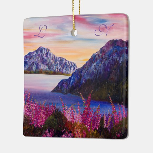 Niamh's Cotton Candy Sunset Ceramic Ornament (Left)