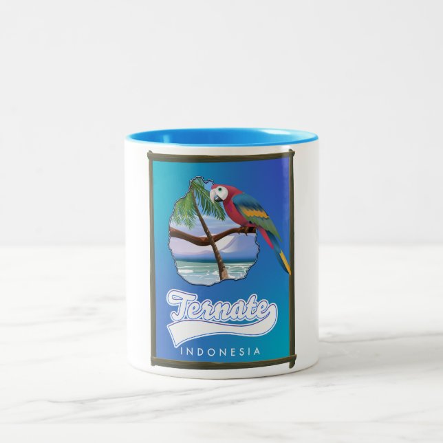Nias Island Indonesia travel map  Two-Tone Coffee Mug (Center)