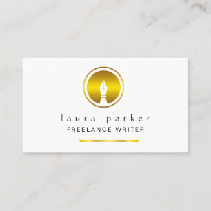 Nib Gold Freelance Writer Author Elegant Classic Business Card