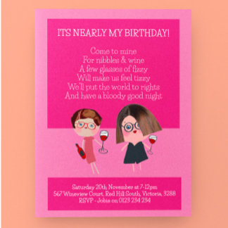Nibbles & Wine Birthday  Invitation Postcard