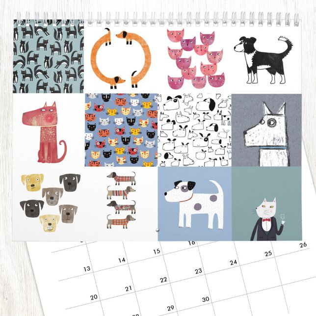 Nic Squirrell Calendrier des chats et des chiens (Fun Cats and Dogs calendar with original art by NIc Squirrell)