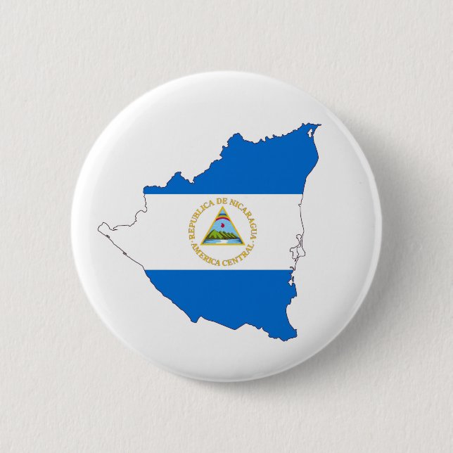 nicaragua country flag map shape symbol 2 inch round button (Front)
