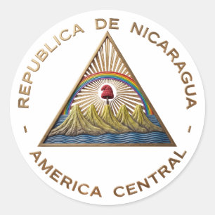 Nicaragua country flag symbol emblem coat arms emb classic round sticker