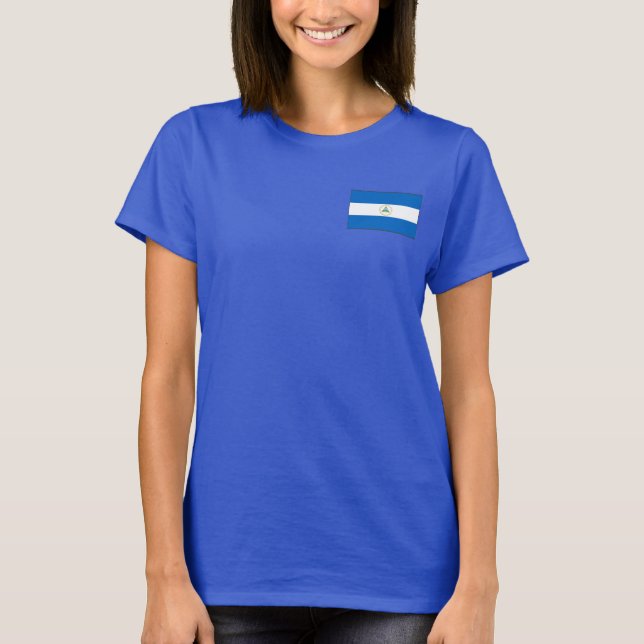 Nicaragua Flag and Map dk T-Shirt (Front)