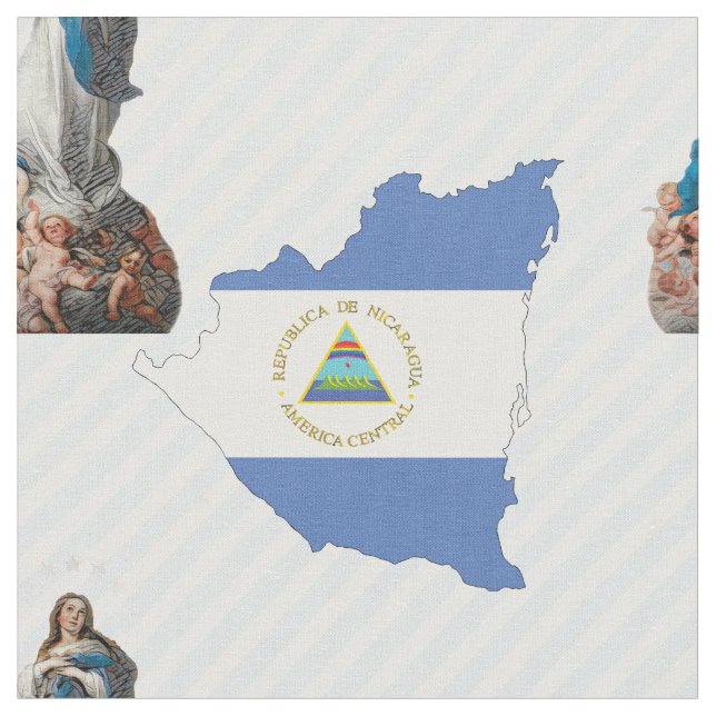 Nicaragua Flag Map and Immaculate Conception Fabric (Close Up)