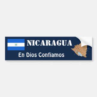 Nicaragua Flag + Map Bumper Sticker
