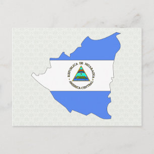 Nicaragua Flag Map full size Postcard