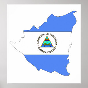 Nicaragua Flag Map full size Poster