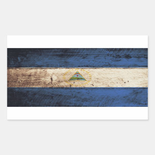 Nicaragua Flag on Old Wood Grain Sticker