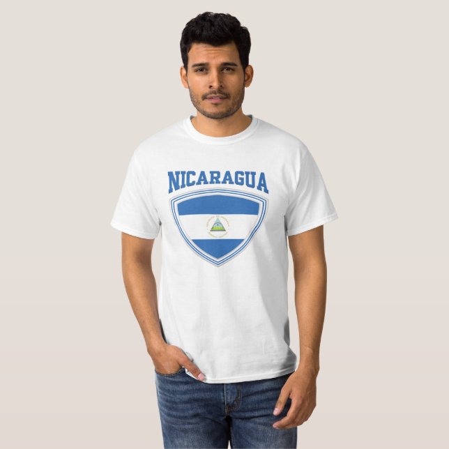 Nicaragua Flag Shield T-Shirt (Front Full)