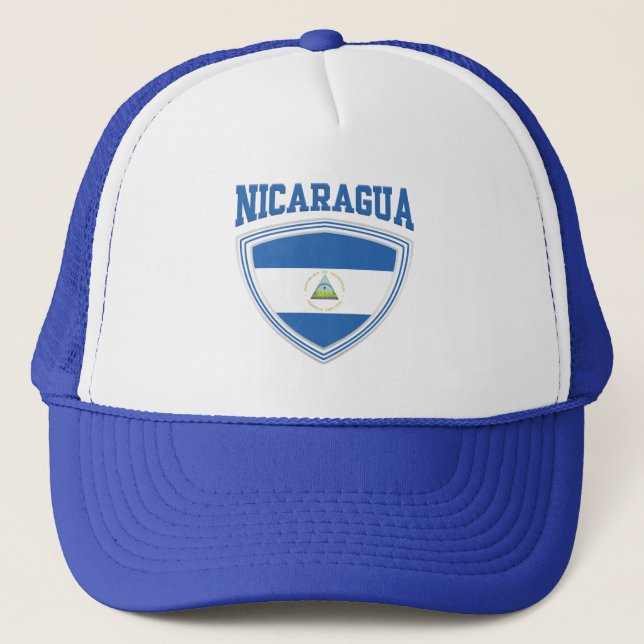Nicaragua Flag Shield Trucker Hat (Front)