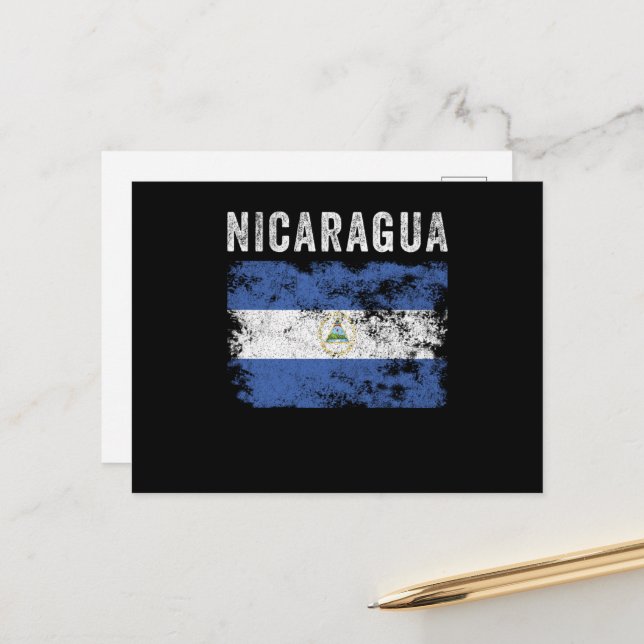 Nicaragua Flag Vintage - Nicaraguan Flag Postcard (Front/Back In Situ)