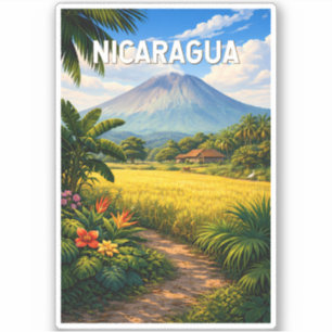 Nicaragua Illustration Travel Art Vintage