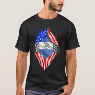 Nicaragua Roots USA Flag Patriotic Nicaraguan Heri T-Shirt