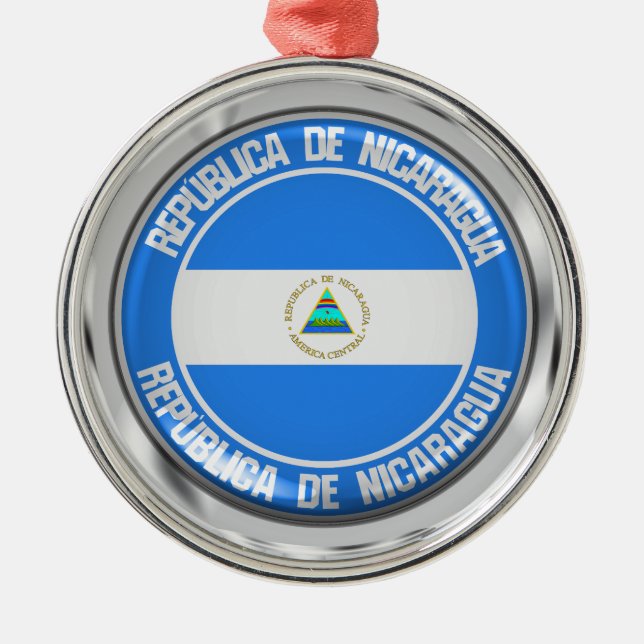 Nicaragua Round Emblem Metal Ornament (Front)