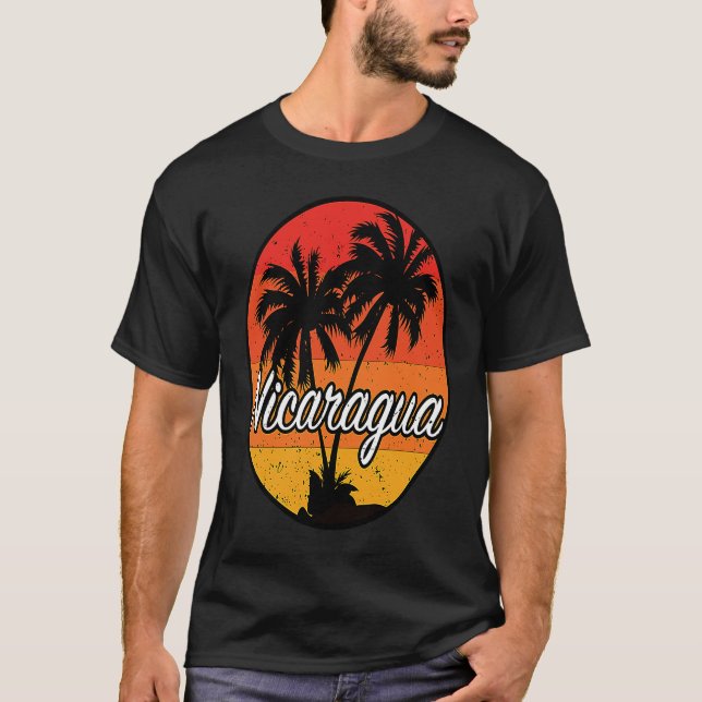 Nicaragua Sunset Palm Beach Souvenir T-Shirt (Front)