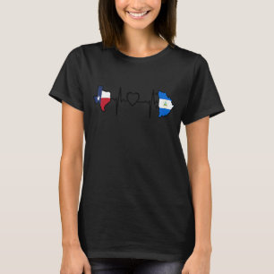 Nicaragua Texas Heartbeat  Texan Nicaraguan Flag T-Shirt