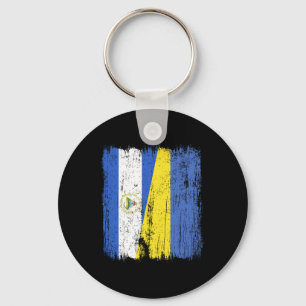 Nicaragua Ukraine Half Flag Nicaraguan Ukrainian H Keychain