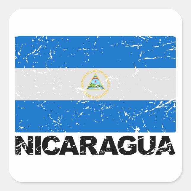 Nicaragua Vintage Flag Square Sticker (Front)