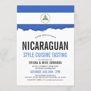 Nicaraguan Cuisine Party Flag White Invite