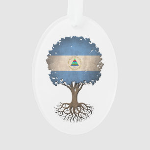 Nicaraguan Flag Tree of Life Customizable Ornament