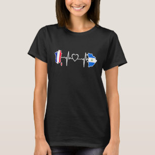 Nicaraguan French Flag  France Nicaragua Heartbeat T-Shirt