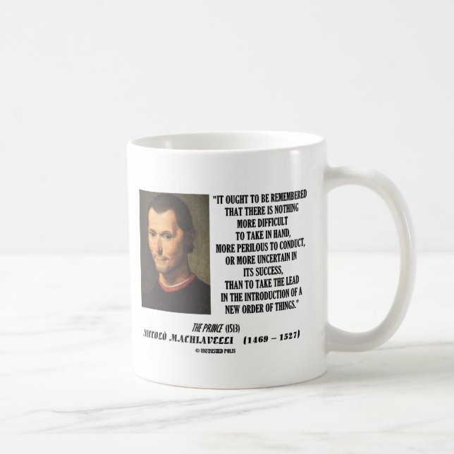 Niccolo Machiavelli New Order Of Things Quote Coffee Mug (Right)