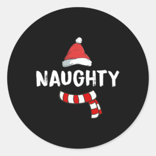 Nice And Naughty Matching Christmas Pyjamas For Ki Classic Round Sticker