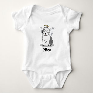 Nice Angel Old English Sheepdog (Grey 1) - Cute Baby Bodysuit