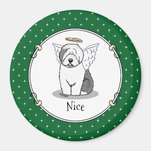 Nice Angel Old English Sheepdog (Grey 1) - Cute Magnet