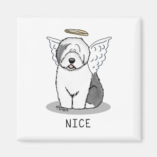 Nice Angel Old English Sheepdog (Grey 1) - Cute Magnet