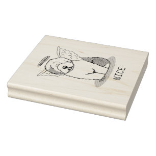 Nice Angel Old English Sheepdog (Grey 1) - Cute Rubber Stamp
