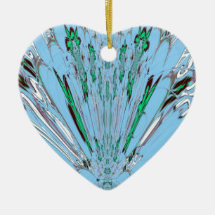 Nice Beautiful Aqua Blue Amazing Floral Motif Art Ceramic Ornament