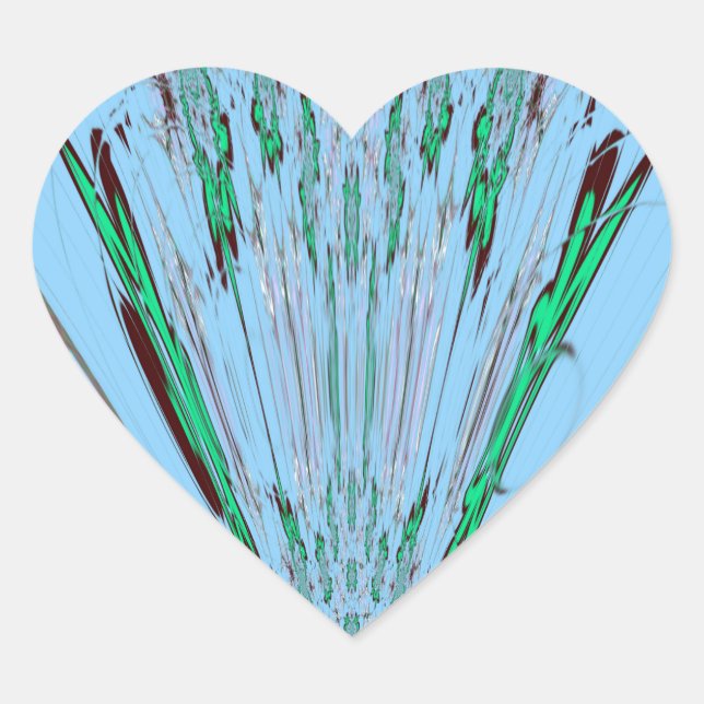 Nice Beautiful Aqua Blue Amazing Floral Motif Art Heart Sticker (Front)