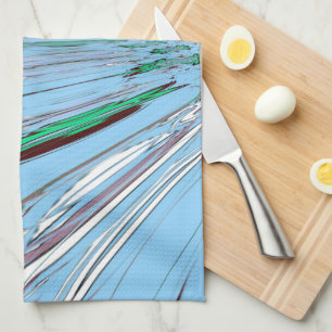 Nice Beautiful Aqua Blue Amazing Floral Motif Art Kitchen Towel