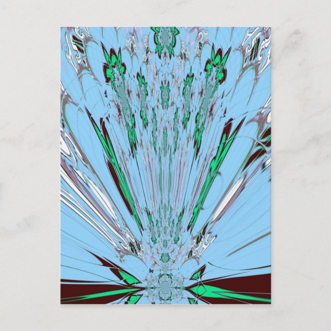 Nice Beautiful Aqua Blue Amazing Floral Motif Art Postcard (Front)